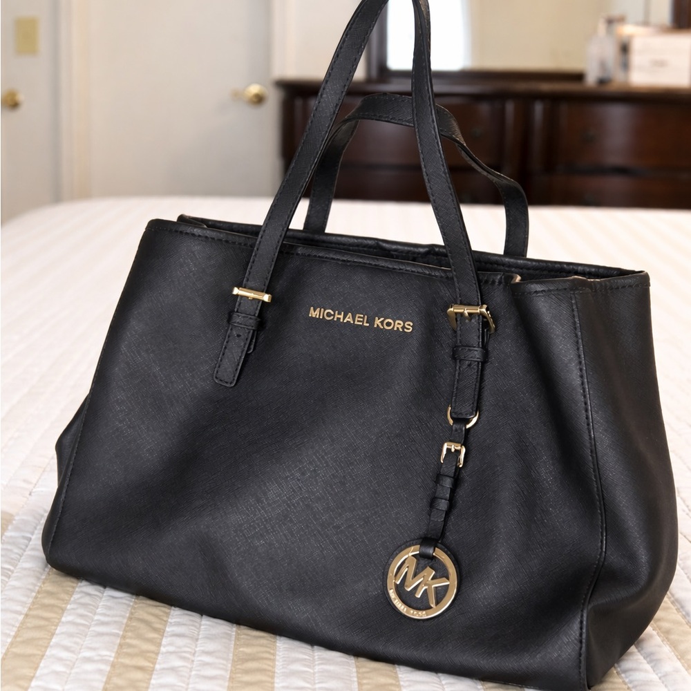 Michael Kors Black Tote with Gold Accents